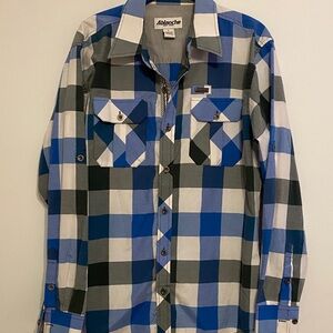 Ablanche Blue and Black Plaid Button-Up Shirt
